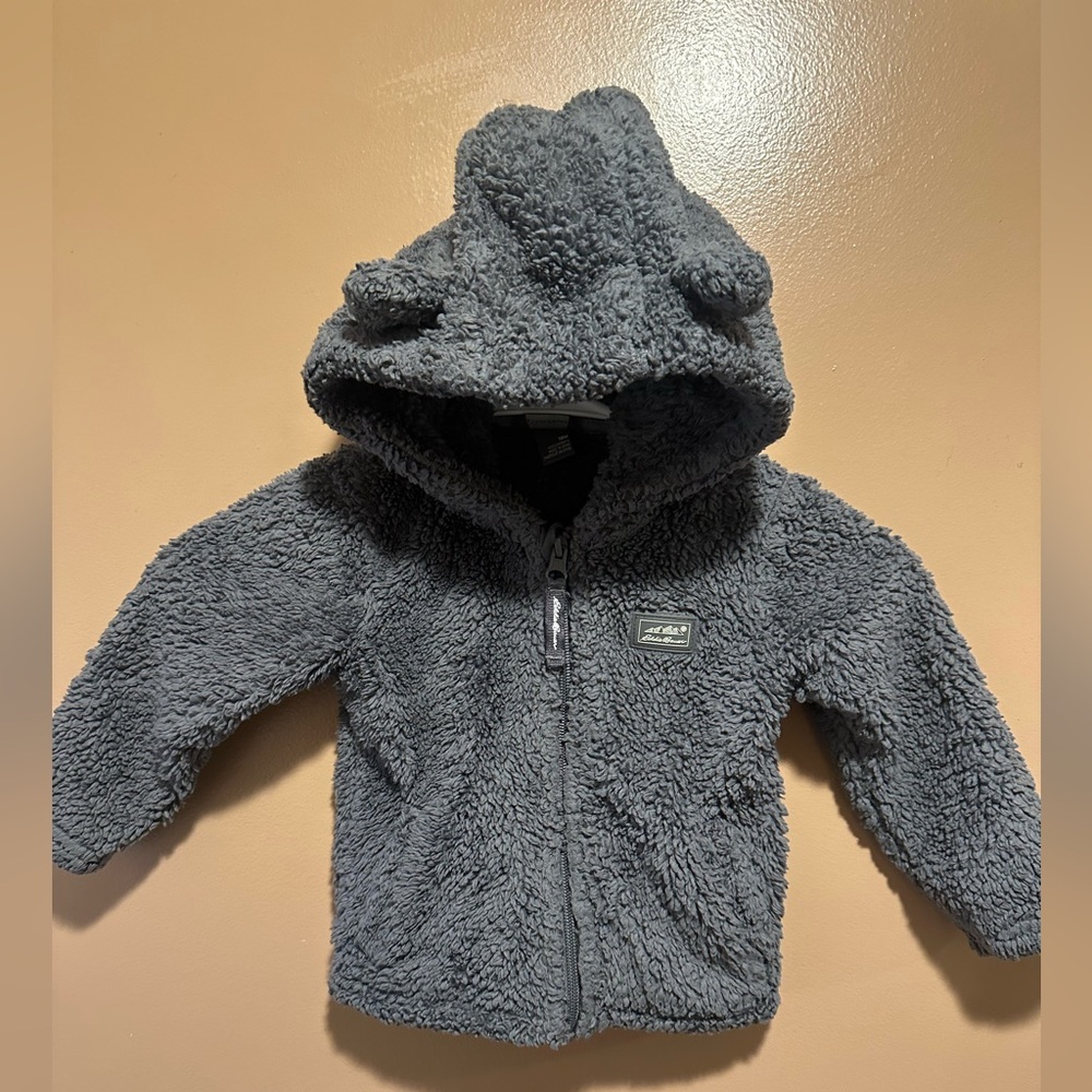 Eddie Bauer 18m Grey Sherpa Jacket charcoal 18 months kids baby gray cozy soft